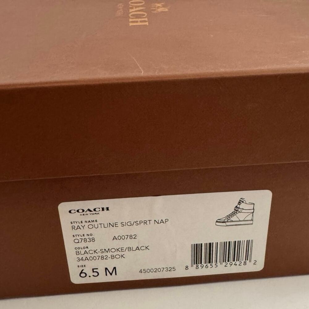 Coach Ray Outline High Top Sneakers style in black smoke #Q7838 - Picture 9 of 13